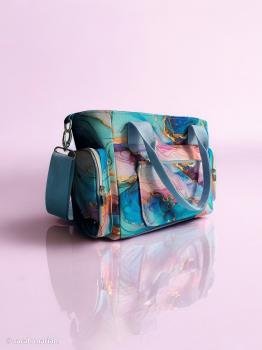 Preview: Outdoorstoff Flowing Bloom Marbels in blau/lila Töne by Swafing von Sarah Mariam